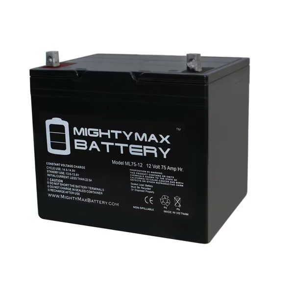 ML75-12 12V 75Ah BATTERY REPLACES MERITS ATLANTIS P710, P7101, P7102, Mighty Max Battery, Mfr#: ML75-121984521